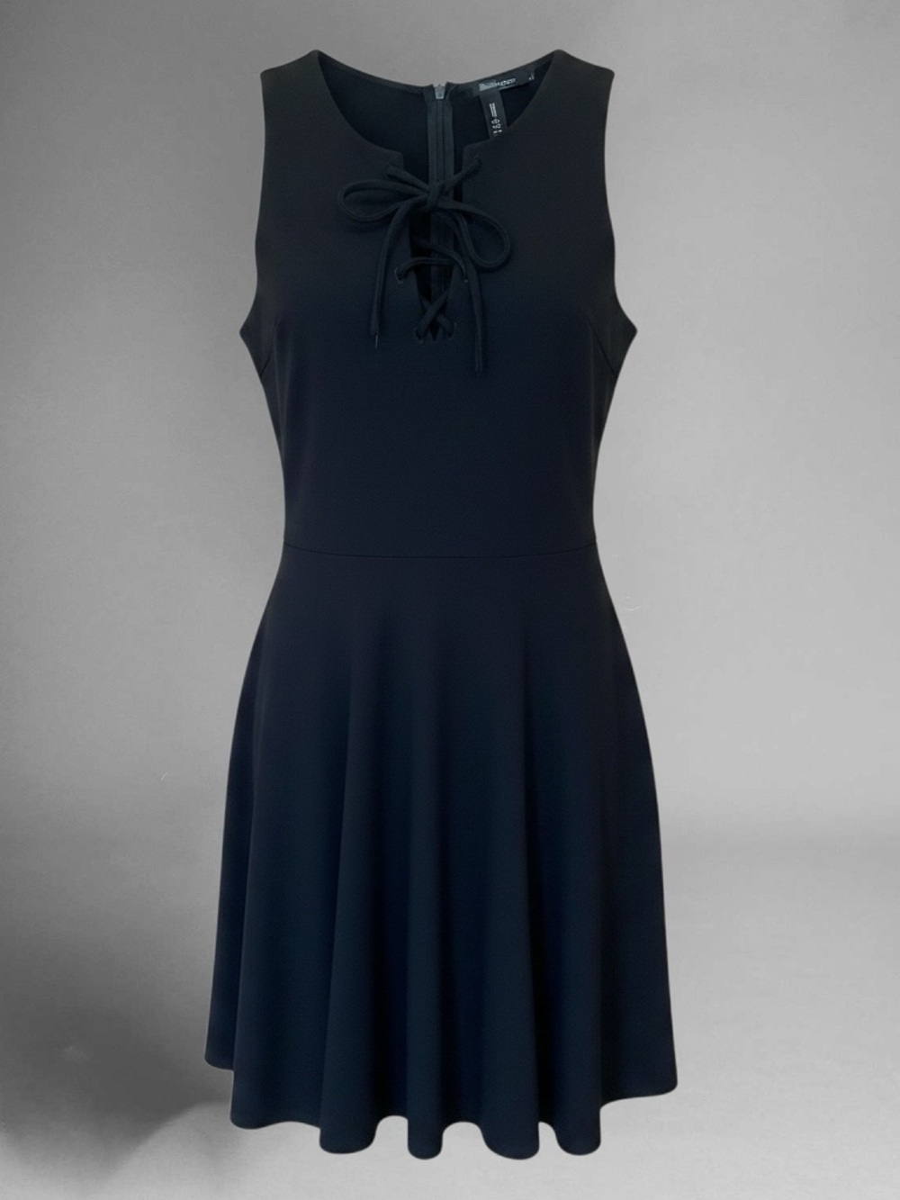 Design Lab Lord & Taylor Black Lace-Up Fit & Flare Mini Dress